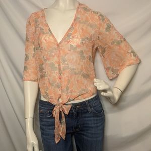 Kirra | v neck | tie | crop top | bell sleeve | SM